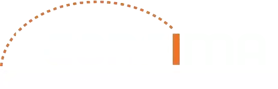 Schwarzer Schriftzug mit orangefarbigem, gestricheltem Bogen und senkrechter oranger Markierung.